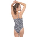 Silver Blossom Elegance Print (AI+Human) Classic One Shoulder Swimsuit View2