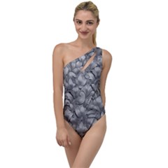 Silver Blossom Elegance Print (ai+human) To One Side Swimsuit by dflcprintsclothing