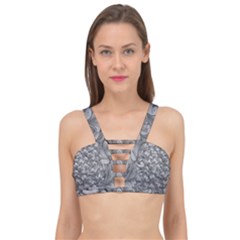 Silver Blossom Elegance Print (ai+human) Cage Up Bikini Top by dflcprintsclothing