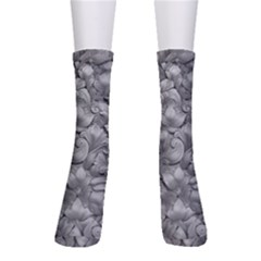 Silver Blossom Elegance Print (ai+human) Crew Socks by dflcprintsclothing