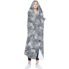 Silver Blossom Elegance Print (ai+human) Wearable Blanket by dflcprintsclothing