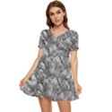 Silver Blossom Elegance Print (AI+Human) Tiered Short Sleeve Babydoll Dress View1