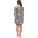 Silver Blossom Elegance Print (AI+Human) Tiered Short Sleeve Babydoll Dress View4