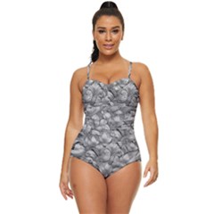 Silver Blossom Elegance Print (ai+human) Retro Full Coverage Swimsuit by dflcprintsclothing