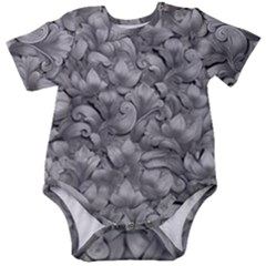 Silver Blossom Elegance Print (ai+human) Baby Short Sleeve Bodysuit