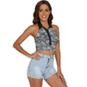 Silver Blossom Elegance Print Backless Halter Cami Shirt View3