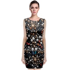 Pearls And Stones Sleeveless Velvet Midi Dress