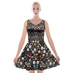 Pearls And Stones Velvet Skater Dress