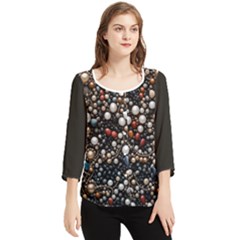 Pearls And Stones Chiffon Quarter Sleeve Blouse by dedoma