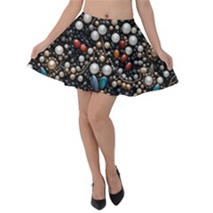 Pearls And Stones Velvet Skater Skirt