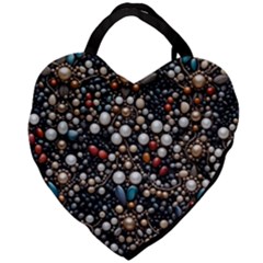 Pearls And Stones Giant Heart Shaped Tote