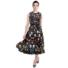 Pearls And Stones Round Neck Boho Dress by dedoma