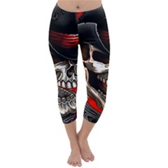 Confederate Flag Usa America United States Csa Civil War Rebel Dixie Military Poster Skull Capri Winter Leggings 