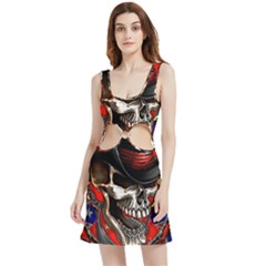 Confederate Flag Usa America United States Csa Civil War Rebel Dixie Military Poster Skull Velour Cutout Dress by Ket1n9