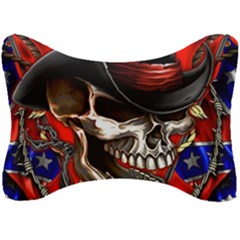 Confederate Flag Usa America United States Csa Civil War Rebel Dixie Military Poster Skull Seat Head Rest Cushion by Ket1n9