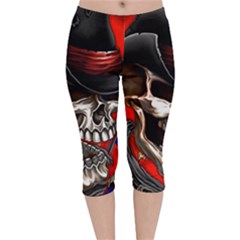 Confederate Flag Usa America United States Csa Civil War Rebel Dixie Military Poster Skull Velvet Capri Leggings  by Ket1n9