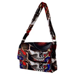 Confederate Flag Usa America United States Csa Civil War Rebel Dixie Military Poster Skull Full Print Messenger Bag (m) by Ket1n9