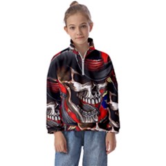 Confederate Flag Usa America United States Csa Civil War Rebel Dixie Military Poster Skull Kids  Half Zip Hoodie by Ket1n9