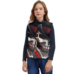 Confederate Flag Usa America United States Csa Civil War Rebel Dixie Military Poster Skull Kid s Button Up Puffer Vest	