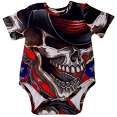 Confederate Flag Usa America United States Csa Civil War Rebel Dixie Military Poster Skull Baby Short Sleeve Bodysuit by Ket1n9