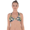 Seamless Pattern With Tropical Strelitzia Flowers Leaves Exotic Background Halter Neck Bikini Top View1