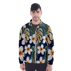 Seamless Pattern With Tropical Strelitzia Flowers Leaves Exotic Background Men s Windbreaker