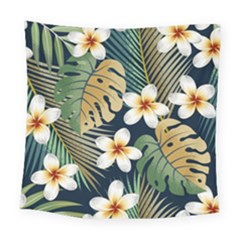 Seamless Pattern With Tropical Strelitzia Flowers Leaves Exotic Background Square Tapestry (large)