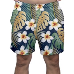 Seamless Pattern With Tropical Strelitzia Flowers Leaves Exotic Background Men s Shorts by Ket1n9