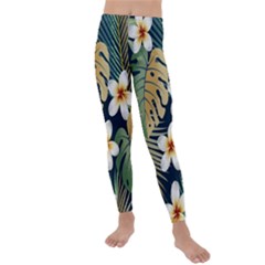 Seamless Pattern With Tropical Strelitzia Flowers Leaves Exotic Background Kids  Lightweight Velour Leggings by Ket1n9