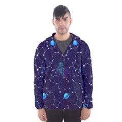 Realistic Night Sky Poster With Constellations Men s Hooded Windbreaker