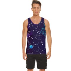 Realistic Night Sky Poster With Constellations Men s Wide Collar Tank Top by Ket1n9