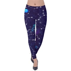 Realistic Night Sky Poster With Constellations Velvet Leggings