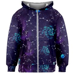 Realistic Night Sky Poster With Constellations Kids  Zipper Hoodie Without Drawstring