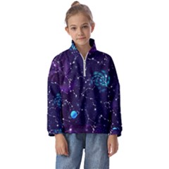 Realistic Night Sky Poster With Constellations Kids  Half Zip Hoodie by Ket1n9