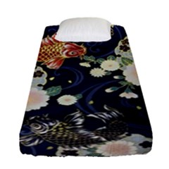 Japanese Wave Koi Illustration Pattern Fitted Sheet (single Size)