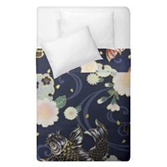 Japanese Wave Koi Illustration Pattern Duvet Cover Double Side (single Size) by Ndabl3x