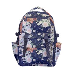 Japanese Wave Koi Illustration Pattern Carry-on Double Buckle Travel Backpack by Ndabl3x