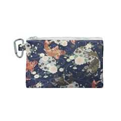 Japanese Wave Koi Illustration Pattern Canvas Cosmetic Bag (small) by Ndabl3x