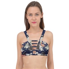 Japanese Wave Koi Illustration Pattern Cage Up Bikini Top