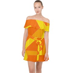 Pattern Abstract Triangle Simple Off Shoulder Chiffon Dress by Bedest