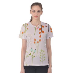 Boho Pattern Berries Flowers Nature Women s Cotton T-shirt