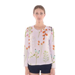 Boho Pattern Berries Flowers Nature Women s Long Sleeve T-shirt