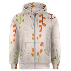 Boho Pattern Berries Flowers Nature Men s Zipper Hoodie