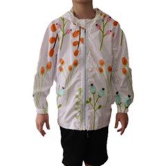 Boho Pattern Berries Flowers Nature Kids  Hooded Windbreaker