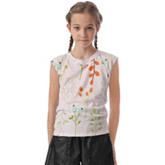 Boho Pattern Berries Flowers Nature Kids  Raglan Cap Sleeve T-shirt by Bedest