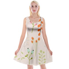 Boho Pattern Berries Flowers Nature Reversible Velvet Sleeveless Dress