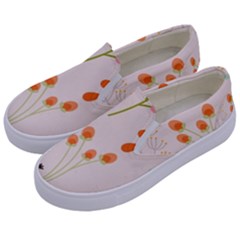 Boho Pattern Berries Flowers Nature Kids  Canvas Slip Ons by Bedest