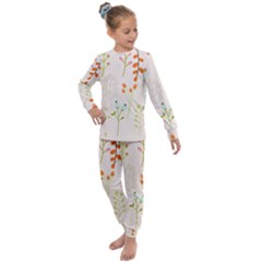 Boho Pattern Berries Flowers Nature Kids  Long Sleeve Set  by Bedest