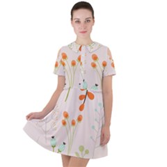 Boho Pattern Berries Flowers Nature Short Sleeve Shoulder Cut Out Dress  by Bedest