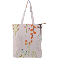 Boho Pattern Berries Flowers Nature Double Zip Up Tote Bag by Bedest